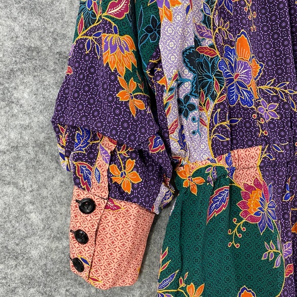 Johnny Was Jumpsuit Small Silk 1001 Nights Floral Boho Long Sleeve Straight Leg - Picture 6 of 11